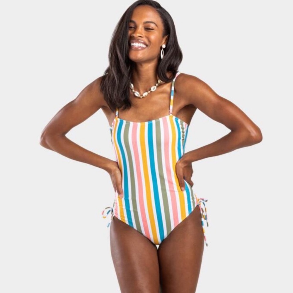 Francesca’s One Piece Striped Swimsuit